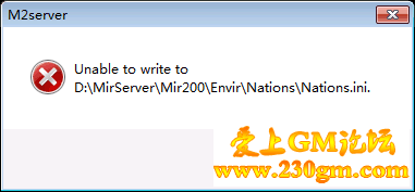 传奇单机版提示Unable to write to Nations.ini怎么搞？